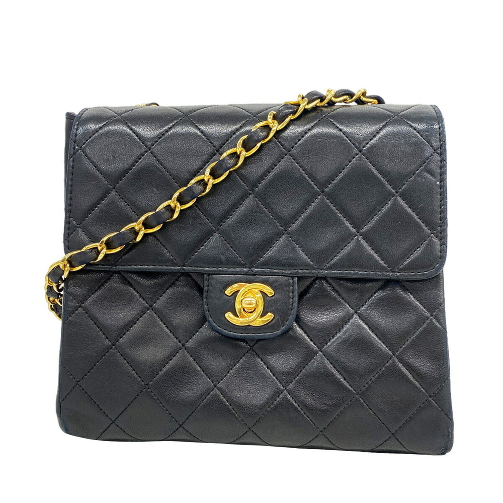Chanel Mini Matelassé Chain Shoulder Bag, Lambskin, Black, Women's